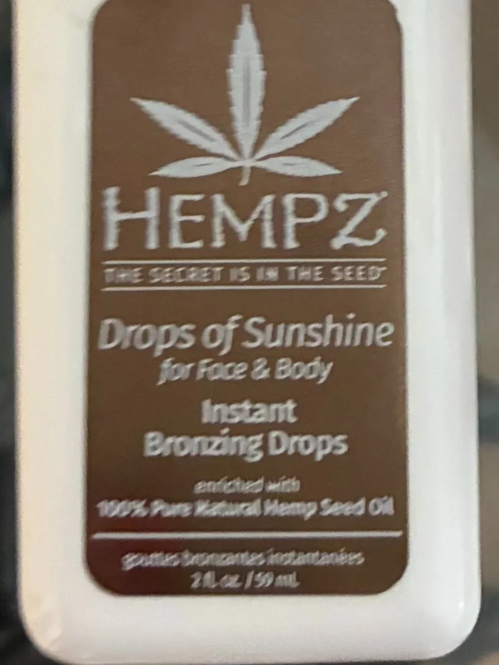 Hempz Bronzing Drops Face Body Dewy Glow Bronzer 2 oz Drops of Sunshine